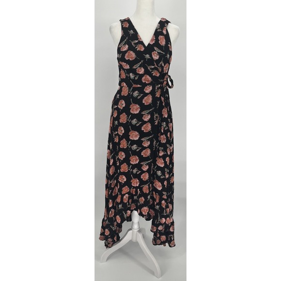 Francesca's Collections Dresses & Skirts - Miami Womens Y2K Wrap Maxi Dress Dark Floral Fairy Grunge Whimsigoth Size Small